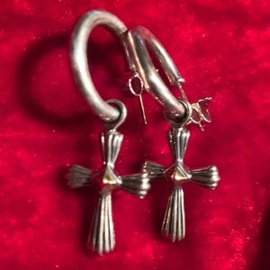 Lagos Caviar Cross on hoop earrings